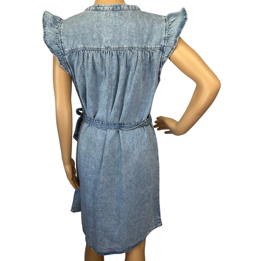 NWT J. Crew Ruffle Sleeve Denim Mini Dress English Blue Wash CK540 Size 12 - Picture 7 of 13